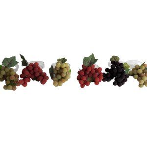 Clear Acrylic and Resin Grapes Napkin Rings Set of 6
